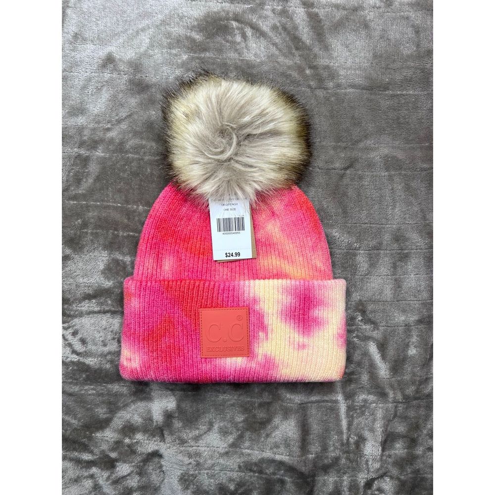 C.c winter hat beanie tie dye orange peach nwt